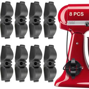 Upgraded kitchen appliance cord organizers Stick On Appliance Wire Organizer, Cord Organizer for Appliances Wire Wrapper for Kitchen Appliances Mixers, Coffee Maker, Pressure Cooker (8*Black)