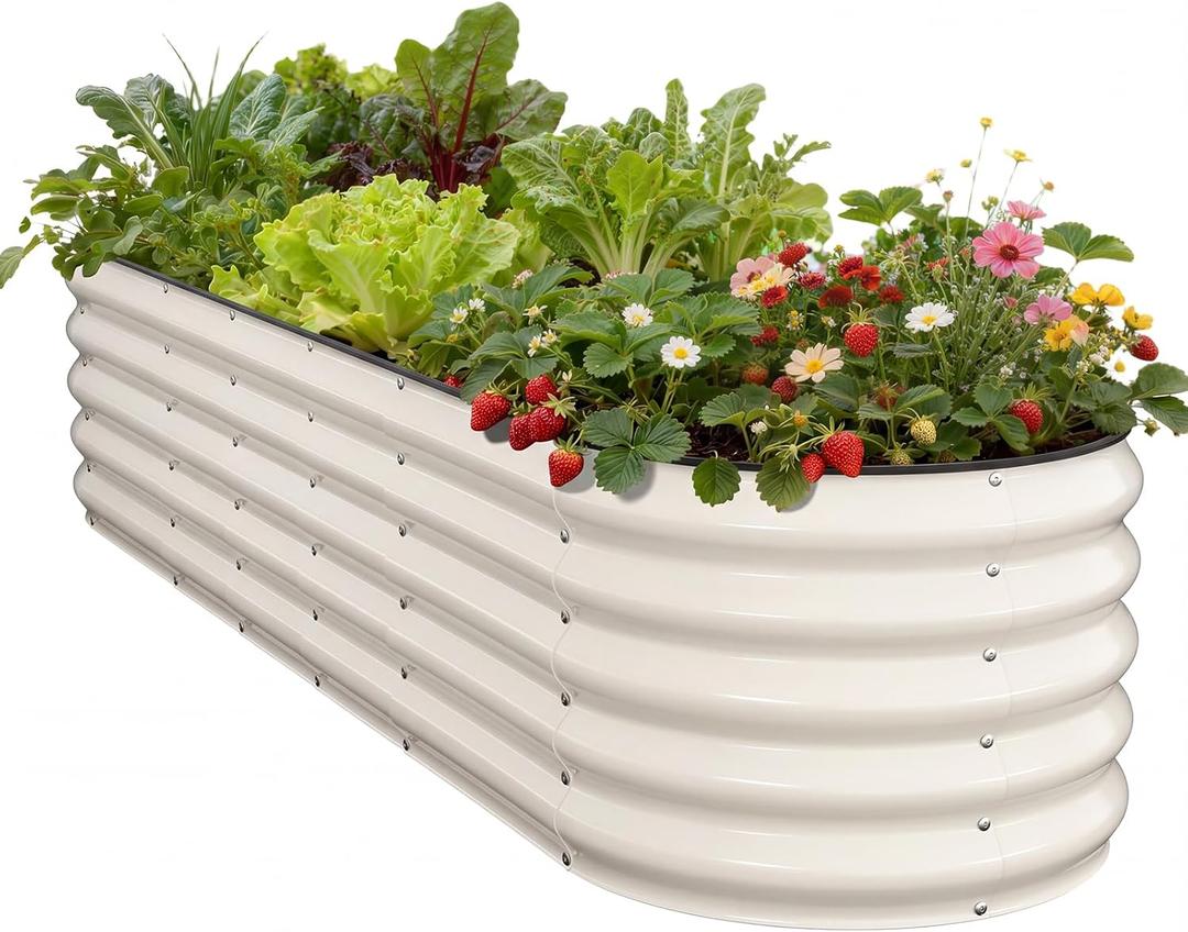 Pattiumo Galvanized Raised Garden Bed 821.5 FT, Round Metal Raised Garden Bed Outdoor Planter Box with Open Bottom, Rust-Resistant Steel Garden Bed for Vegetables Herbs Flowers, Easy Assembly