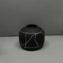 Creative Co-Op Round Decorative Terra-Cotta Vase with Hand-Painted Intersecting Lines, Black and White