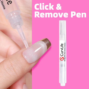 Kiss (1) Bottle Brush-On Nail Glue
 +  Curvlife Click & Remove Pen for Multi-functional 5ml Press on Nail Glu