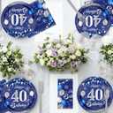 40th Birthday Decorations for Men,61Pcs Blue Silver 40th Birthday Decorations Tableware Include Happy 40th Birthday Plates and Napkins,Tablecloth,Forks for Men 40th Birthday Party Supplies,Serve 20