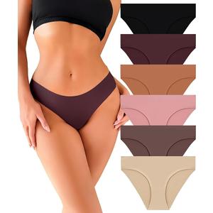 Seamless Underwear for Women Soft No Show Panties Sexy High Cut Invisible Hipster Silky Cheeky Ladies Bikini 5 Pack, S