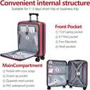 TydeCkare 20 Inch Carry On Luggage with Front Pocket, 21.65 * 15.35 * 7.87" Suitable for Airplane Overhead Bin, 34L PC+ABS Hardshell, Wine Red