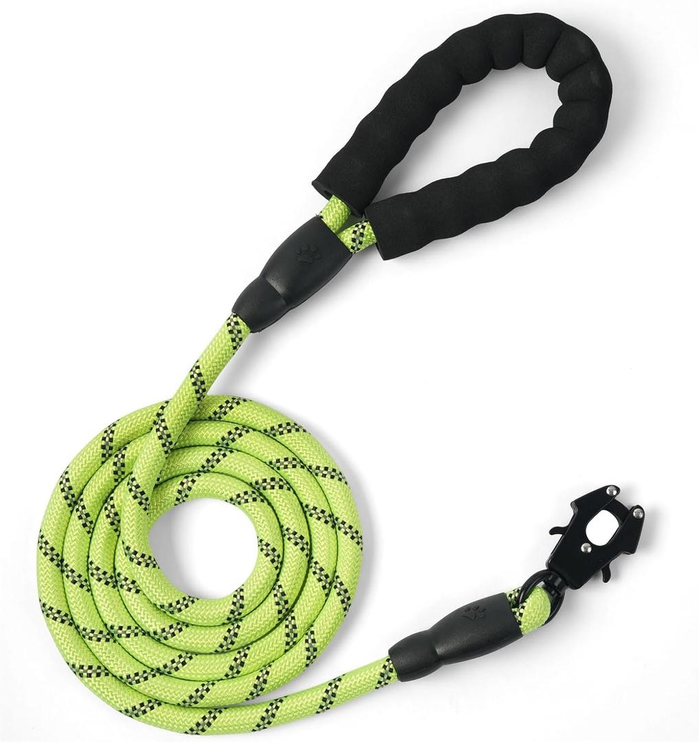 6FT Dog Leash Heavy Duty Rope Leashes Reflective Nylon Pet Lead with Metal Quick Release/Locking Tactical Frog Clip for Small Medium and Large Dogs Walking Training (Green)