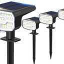 Solar Spot Lights Outdoor Waterproof IP65,4 Pack,2CCT(3000K/6500K),4 Lighting Modes Selectable, Solar Powered Yard Garden Solar Spot Lights for Outside Landscape Auto On/Off