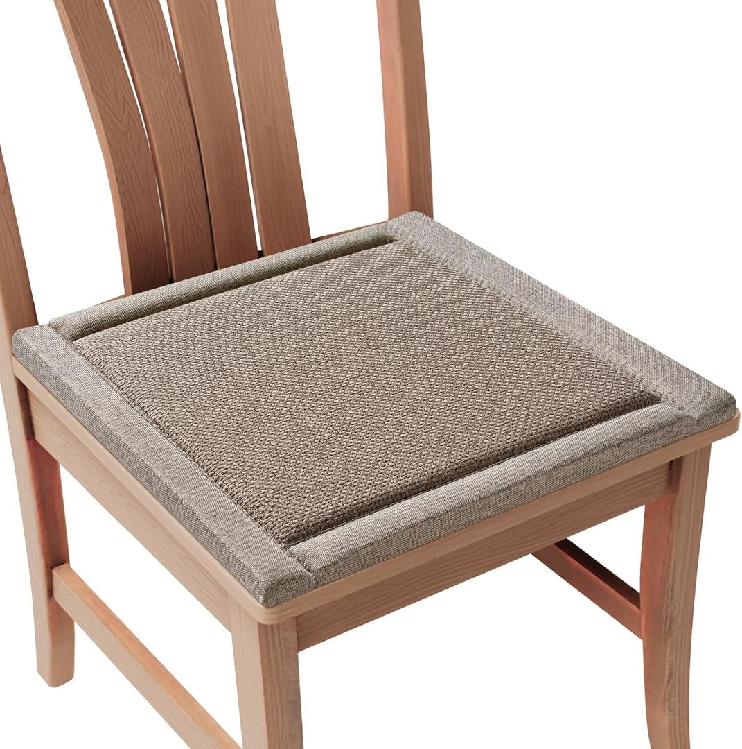 YDKGL Chair Cushions for Dining Chairs, Woven & Memory Foam Kitchen Chair Pads, Non Slip Backing Indoor Seat Cushion for Dining Room, Bar, Patio (1 Pack,Brown)