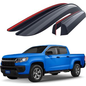 Goodyear Shatterproof Window Deflectors for Chevrolet (Chevy) Colorado/GMC Canyon 2015-2022 CrewCab, Tape-on Rain Guards, Window Visors, Vent Deflector Visor, Car Accessories, 4 pcs. - GY003244LP (For Colorado 15-22)