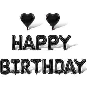 4 x Black Happy Birthday Balloons Banner Foil Balloons Letters Bachelorette Balloon for Black Themed Party Decoration Supplies Halloween Birthday Decoration Decor Ballons Arch Kits Party Balloon Set 15pcs