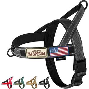 Annchwool No Pull Dog Harness with Soft Padded Handle, Reflective Strip Escape Proof and Quick Fit to Adjust Dog Harness, Easy for Training Walking for Small & Medium and Large Dog(Black, L)