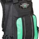 Amazon Basics Tool Backpack with LED Light, 55 Pockets, Padded Shoulder Straps, Tool Storage Bag, Black