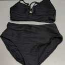 Herseas 2 Piece Bikini Set U-Wire Cutout Popular Swimsuit High Waisted Textured 2026 Summer Beach Swim Bathing Suits (Black, M)