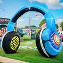 80's 90's Party Decoration 10FT Inflatable Headphones Archway Party Decorations, Blow up LED Lights Favors, for 80s 90s Hip Hop Theme, Birthday, Music, Disco Retro Theme