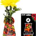 MODGY Expandable Flower Vase Plastic Decorative Modern Vases for Flowers Kitchen Window Decor Living Room Bathroom Office, W/Suction Cup, Louis C. Tiffany Poppies, 7.5 x 4