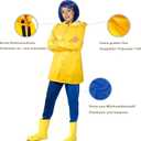 Costume Adult Women Yellow Raincoat and Blue Pants Costume Set Halloween Cosplay Accessories Merchandise M (65-68.9inches/165-175cm) 