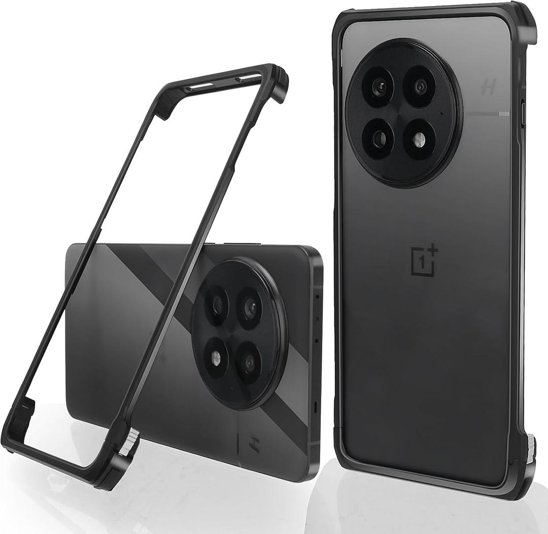for OnePlus 13 Case Bumper Case No Back, Metal Aluminum Frame Backless Fast Heat Dissipation, 4 Corner Shockproof Protection Phone Cover Case for OnePlus 13 - Black