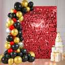 24 Pcs Red Shimmer Wall Backdrop Panels for Birthday Party Decoration - 6x4 FT Square Sequin Backdrop