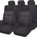 Flying Banner Car Seat Covers Full Set Universal fit Most Car,Truck,SUV and Van Comfortable Airbag Compatible Jacquard & Polyester (Full Set - Low Back, Black Black)