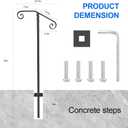 handrails for Outdoor Steps Single Post Handrails for Outdoor Steps Wrought Iron Single Post Handrail, Ground Long Post Fits 1 or 2 Steps Grab Rail Single Post Railing (1pcs Black)