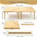 60" x 30" Foldable Wooden Picnic Table, Natural Solid Wood Table | Portable with Carry Handle, Tool-Free Assembly, For Beach, Camping, Living Room, Includes Table Runner