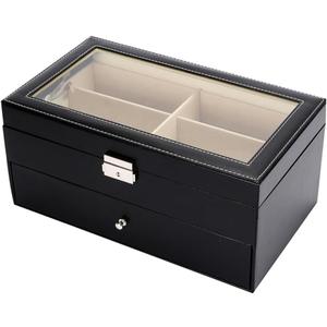 Jewelry Box Double Layer Glasses Storage Box 12 Compartments Sunglasses Display Box Packaging Box Glasses Storage Box jewlery box (Black)