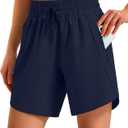 Ksmien Women's 5"/ 7" Athletic Running Shorts Quick Dry Lightweight Workout Gym Shorts with Zipper Pockets UPF 50+ (M)