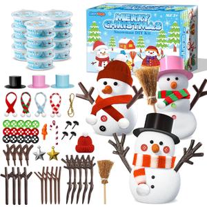 AuroTops 12 Pack Christmas Crafts for Kids,DIY Snowman Kit,Build a Snowman Kit,Modeling Clay Craft Kits for Kids,Christmas Stocking Stuffers Holiday Party Decoration Gifts Bulk