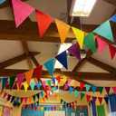 Outus 6 Pack 72 Flags/8.2 ft Rainbow Pennant Banner, Multicolor Bunting String Triangle Flags Garland for Birthday Party Classroom Carnival Baby Shower Indoor Outdoor Decorations(Rainbow Colors)