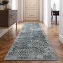 jinchan Hallway Runner Rug 3x8 - Moroccan Kitchen Machine Washable Runner Rug Modern Geometric Soft Faux Wool Ultra-Thin Low-Pile Non-Slip Carpet for Laundry Room Bedroom Farmhouse(3x8ft,Dark Grey)