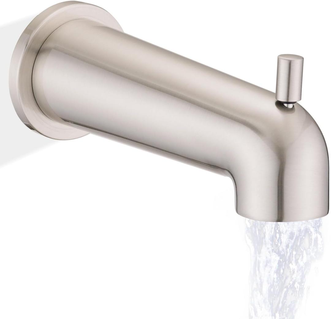 7 Inch Slip on Bathtub Spout with Diverter, Compatible with Moen 3839/3853,Extra Long Diverter Tub Spout Fits 1/2" Copper Tube(5/8" Diameter),Brushed Nickel