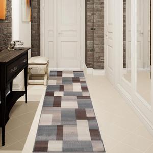 SUPERIOR Clifton Indoor Plush Area Rug, Easy Clean, 2'7"x12', Grey Brown Z
