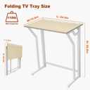 24"Wx 28"H Folding TV Tray for Eating, Foldable TV Dinner Table, Side Table Slide Under Couch, C-Shaped End Table with Devices Slot & Charging Stations, Small TV Tray for Living Room, Bedroom(Natural), 24"w X 15"d X 28"h