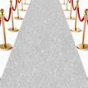Glitter Carpet Runner 2.6FT x 15FT (200 GSM Thick) + Adhesive Tape - Durable Non-Woven Sparkle Rug, Hollywood Event Carpet, Graduation & Indoor/Outdoor Party Decor (Glitter Silver, 2.6FT X 30FT)