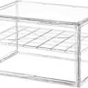 BOHOIDEE Extra Large 19.7"X14.6"X11.6" Acrylic Display Case with 1 Division Board, Clear Organizer Box Plastic Holder with Magnetic Door for Handbags, Purses, Boots, Figures, Book