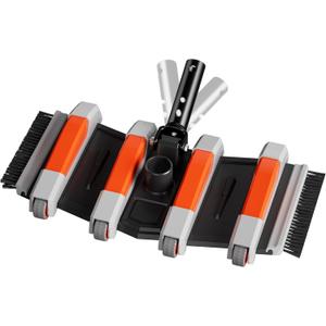 Heavy Duty Pool Vacuum Head with Swivel Handle -Extra-Wide 3.2LB Weighted Vac Heads Side Brush & Wheels for Vinyl Liner-Deep Cleaning for Inground & Above Ground Swimming Pool - Orange