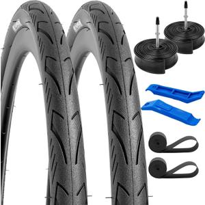 YUNSCM 2 PCS 700C Lightweight Bike Tires 700x32C (ETRTO 32-622) and 700C Bike Tubes - 60TPI Nylon, Puncture-Resistant, Compatible with Bike Tires 700x30C/31C/32C/33C/34C/35C (Y-572)