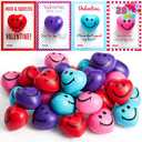 Valentines Day Cards for Kids School with Stretchy Heart Stress Balls Bulk, Valentine Exchange Cards & Heart Squishy Toys, Kids Valentines Day Gifts for School Classroom Exchange, Party Favors