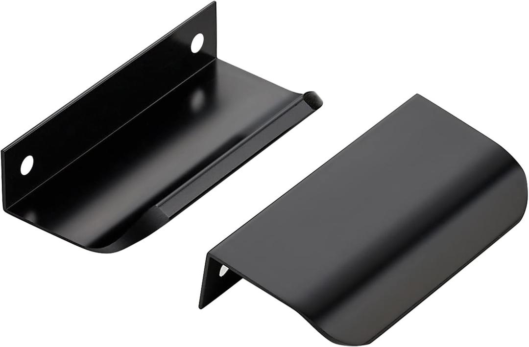 Ravinte Hardware 20 Pack Black Cabinet Handles, 3.15 Inch (80mm) Finger Edge Pulls, 2-1/2 Inch Hole Center, Finger Pulls for Cabinets