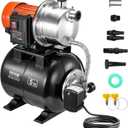 VEVOR 1 HP Shallow Well Pump with Pressure Tank, 1000 GPH, Automatic Irrigation Water Booster Pump with 130 ft Head Lift 20/40 PSI Pressure Switch, 304 Stainless Steel Pump Head for Home Garden Lawn