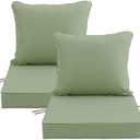 24x24 Inch Outdoor Chair Cushion, Patio Furniture Cushions - Removable Cover, Water-Repellent, Fade-Resistant, Non-Slip Bottom & Straps, Replacement for Deep Seat Sofa & Couch - Sage Green, 1 Pillow Only