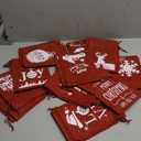 Mimind 24 Pack Christmas Linen Bags with Drawstrings - 7 x 5 Inch Burlap Gift Bags for Party Favor, 12 Designs, Wine Red