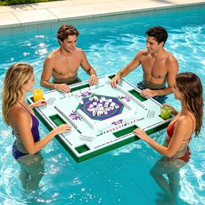 32"×32" Floating Mahjong Table for Pool, Floating Mahjong Table for Adult | Sturdy Mahjong Pool Float Table for Multi Games Dominoes Poker Scrabble, Floating Mahjong Table for Adult Pool Game