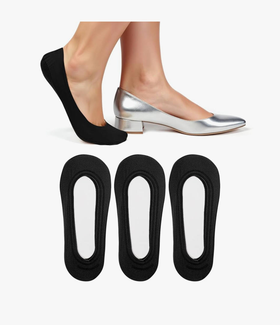 3 Pairs No Show Socks Women, Black Thin Nylon Socks for Flats Non Slip, Liner Sock for Spring Summer, No See Invisible Sock for Women Men