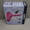 Conair Hair Dryer with Retractable Cord, 1875W Blow Dryer, 3 Heat Settings, 2 Speeds, Blow Dryer with Diffuser and Concentrator Attachments, Ionic + Tourmaline Technology, Pink