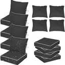 24X24 Inch Patio Cushion Covers Replacement, Water Resistant UV Resistant Polyester Outdoor Chair Patio Furniture Cushion Covers with Adjustable Straps, Hidden Zipper & Piped Edges,Black White Stripe