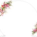 Wokceer Wedding Arch 8FT Round Backdrop Stand Balloon Arch Stand White Circle Balloon Arch Frame for Wedding Ceremony Birthday Party Anniversary Valentine Celebration Decoration