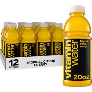 vitaminwater Energy Tropical Citrus, Flavored Water Beverage Bottles, 20 fl oz, 12 Pack (EXP 11/11/26)