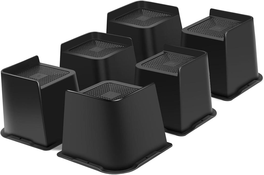 Bed Risers Heavy Duty, Oversized Furniture Risers, Support Up to 6000 Lbs, Lift 3 inch for Couch, Sofa, Table, Chair (Black 6 Pack, 6 inch)