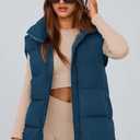 PRETTYGARDEN Women's Puffer Jacket Vests 2026 Fall Casual Sleeveless Stand Collar Zip Up Coats Warm Winter Outerwear (Dark Blue,Large) (Blue)