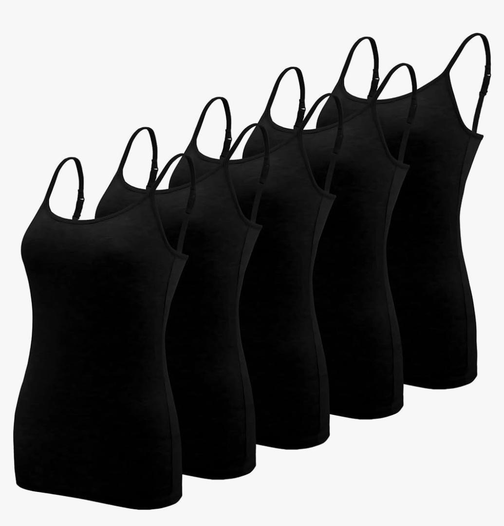 BQTQ 5 Pcs Women's Camisole Tank Top Undershirt Spaghetti Strap Basic Camisoles. M
