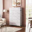 WLIVE Tall Dresser for Bedroom with 13 Drawers, Storage Dresser Organizer Unit, Fabric Dresser for Bedroom, Closet, Chest of Drawers with Fabric Bins, Steel Frame, Wood Top, White